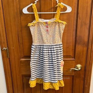Matilda Jane 435 Yellow and Gray Striped Kids Dress